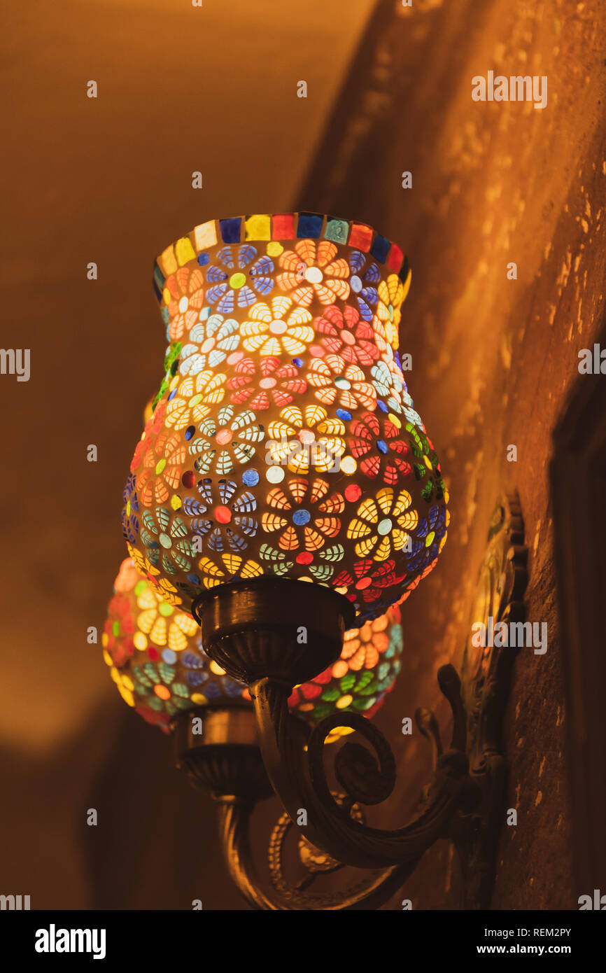 Old lamps with floral pattern. Stock Photo