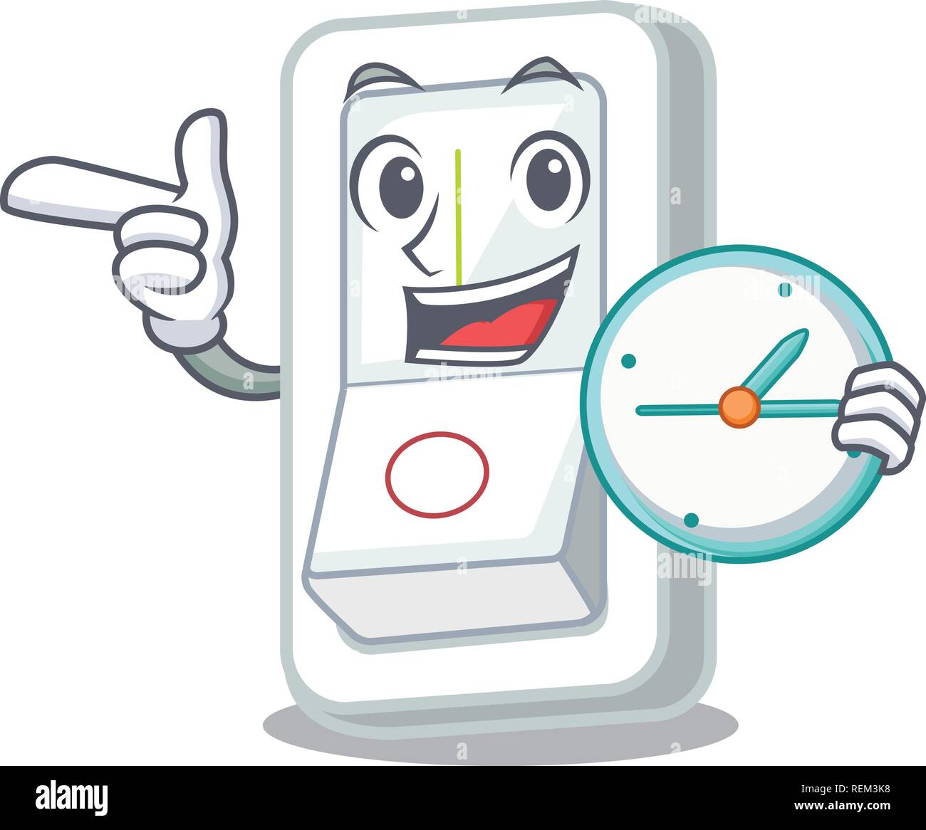 With clock light switch attaches the character wall Stock Vector Image