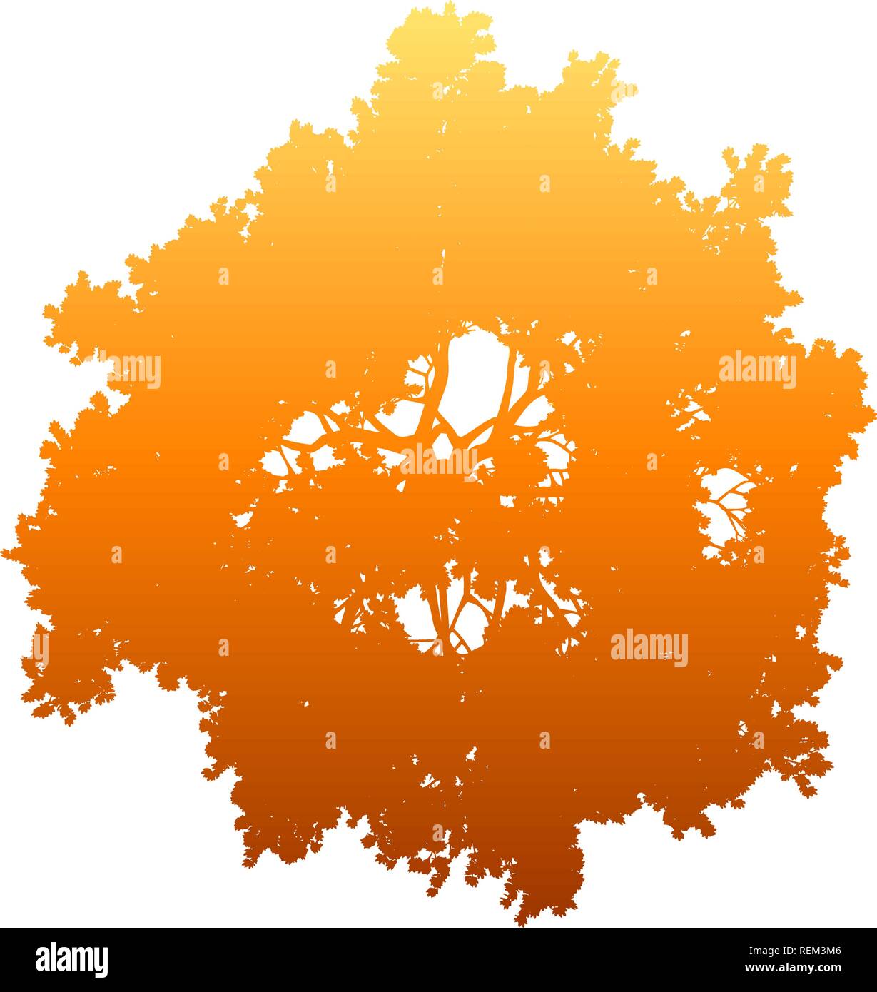 Tree top silhouette isolated - orange gradient detailed - vector illustration Stock Vector