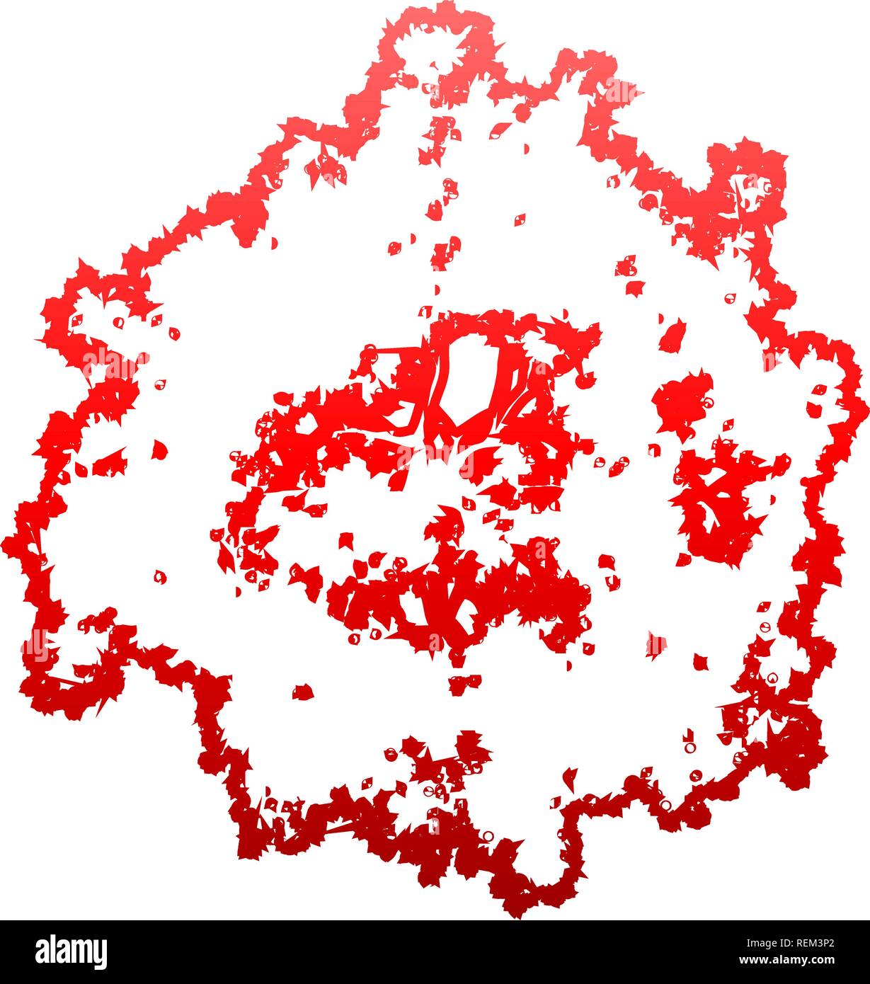 Tree top silhouette isolated - red outlined gradient detailed - vector illustration Stock Vector