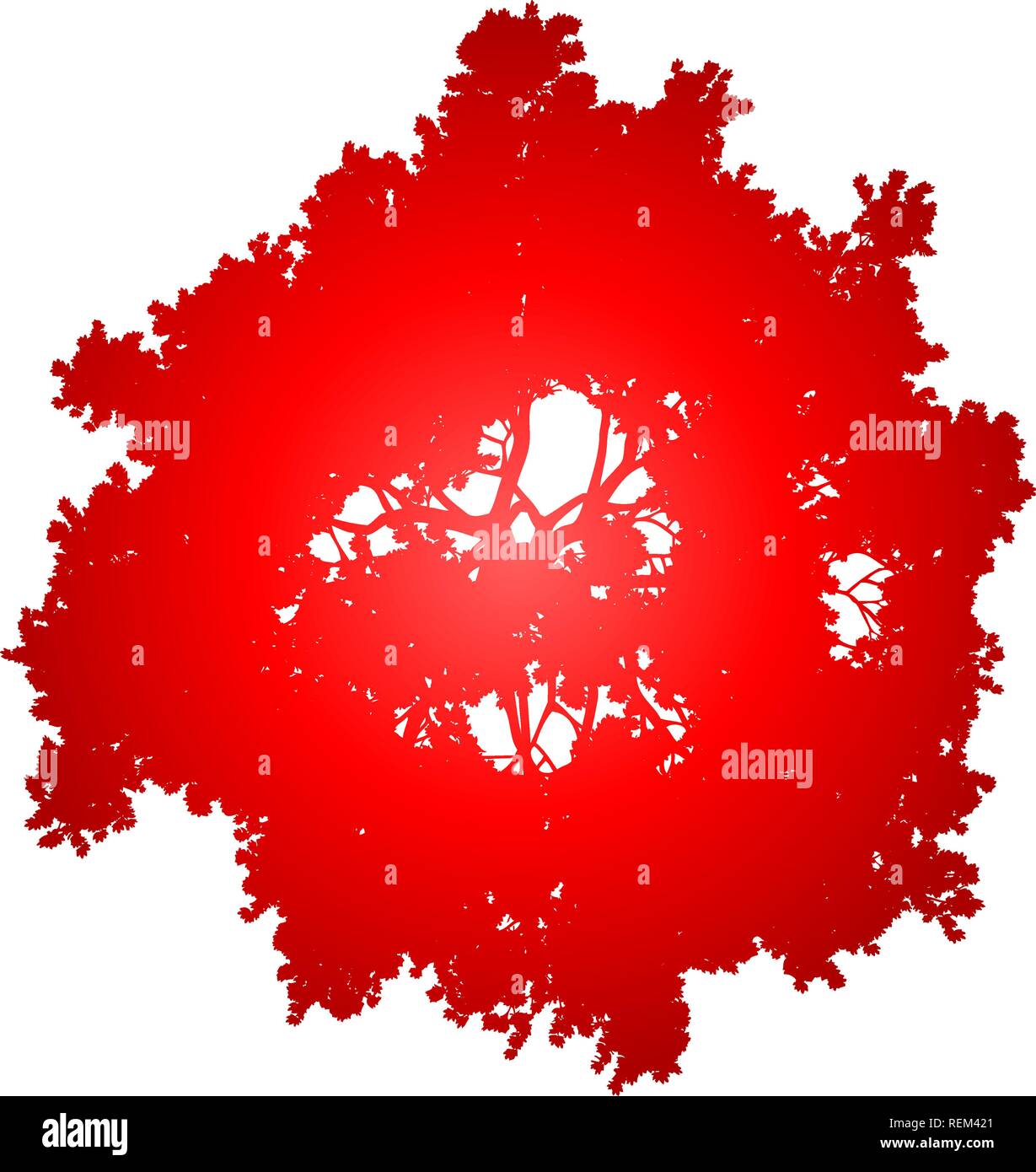 Tree top silhouette isolated - red gradient detailed - vector illustration Stock Vector