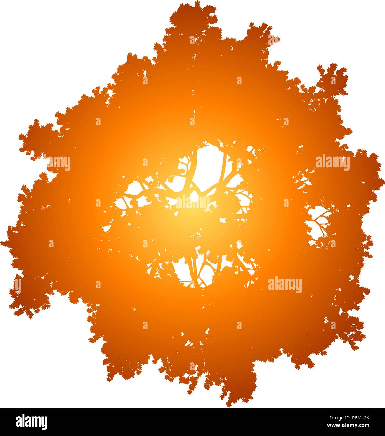 Tree top silhouette isolated - orange gradient detailed - vector illustration Stock Vector