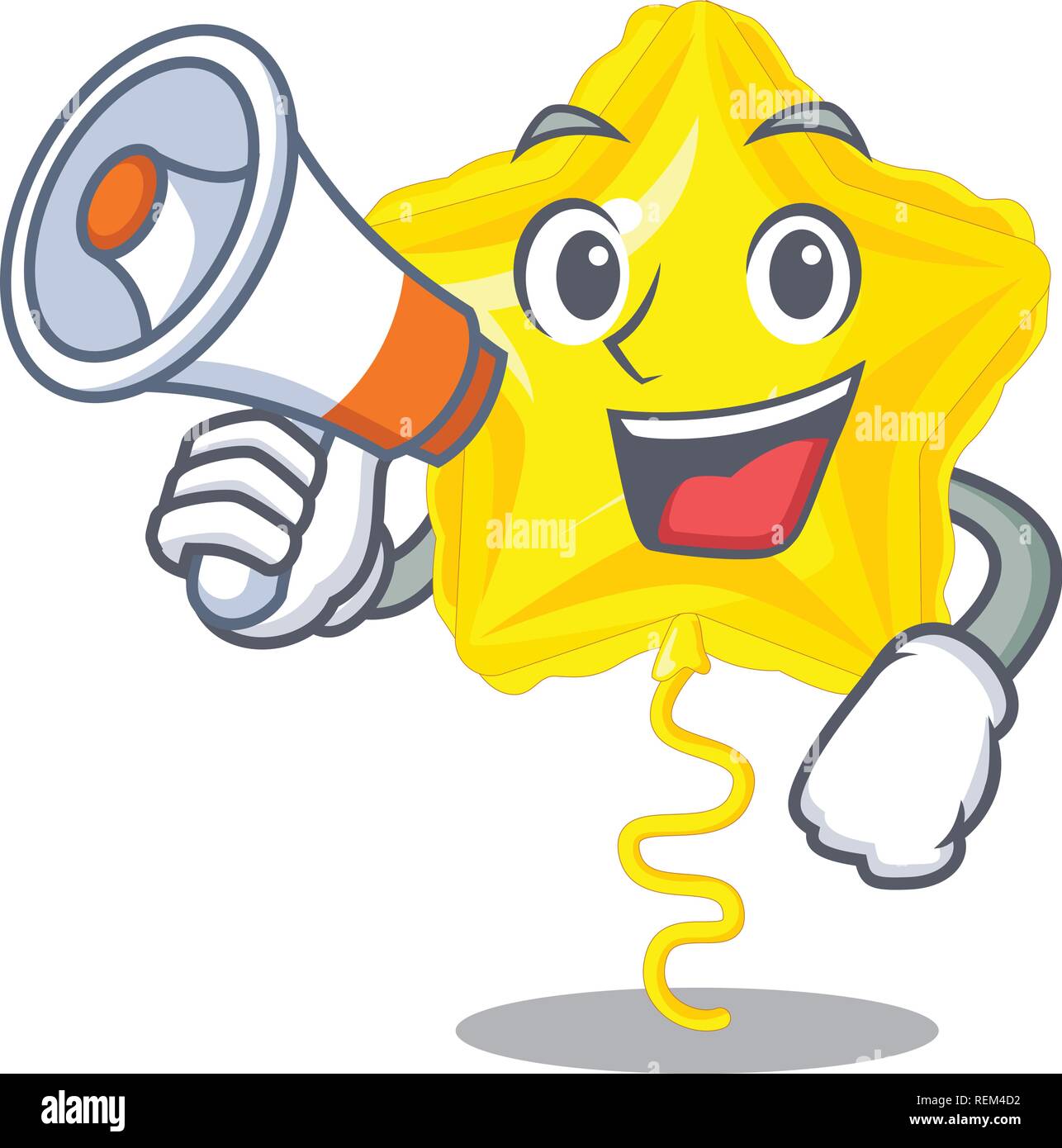 With megaphone star balloon was flown mascot sky Stock Vector Image