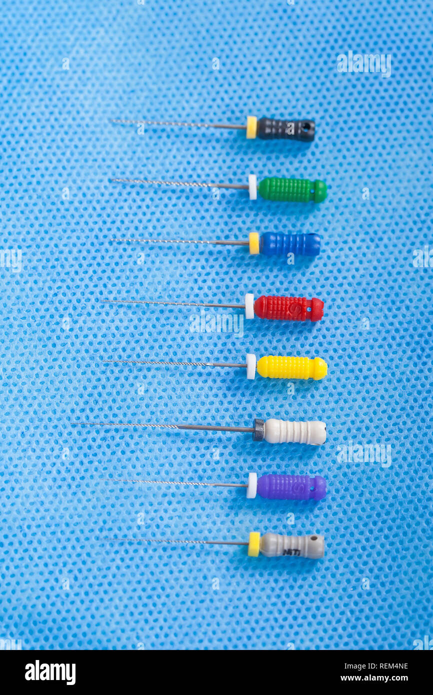 Macro picture of colored sterile endodontic files Stock Photo Alamy