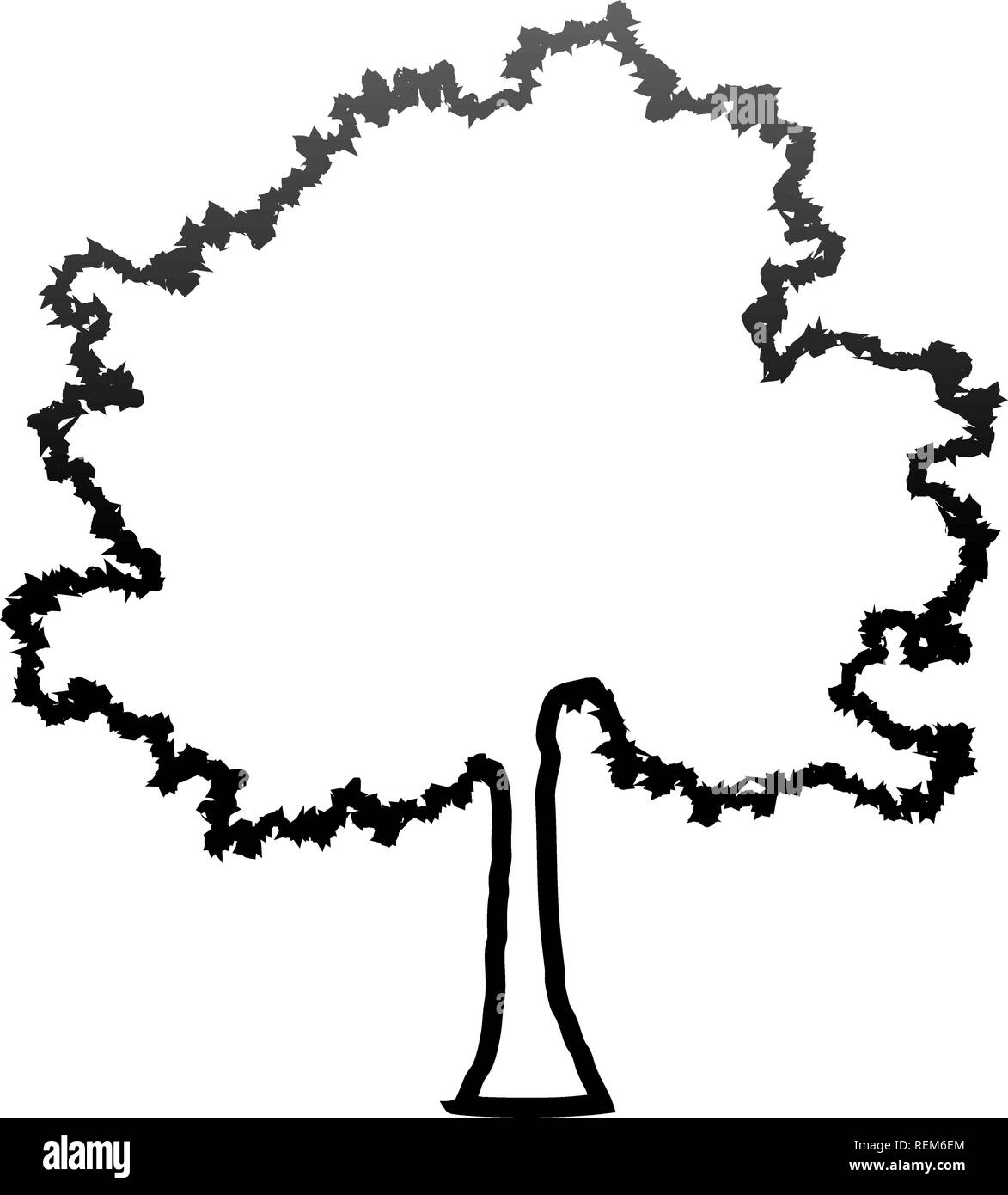Tree Profile Vector Tree profile silhouette isolated - black outlined gradient detailed ...