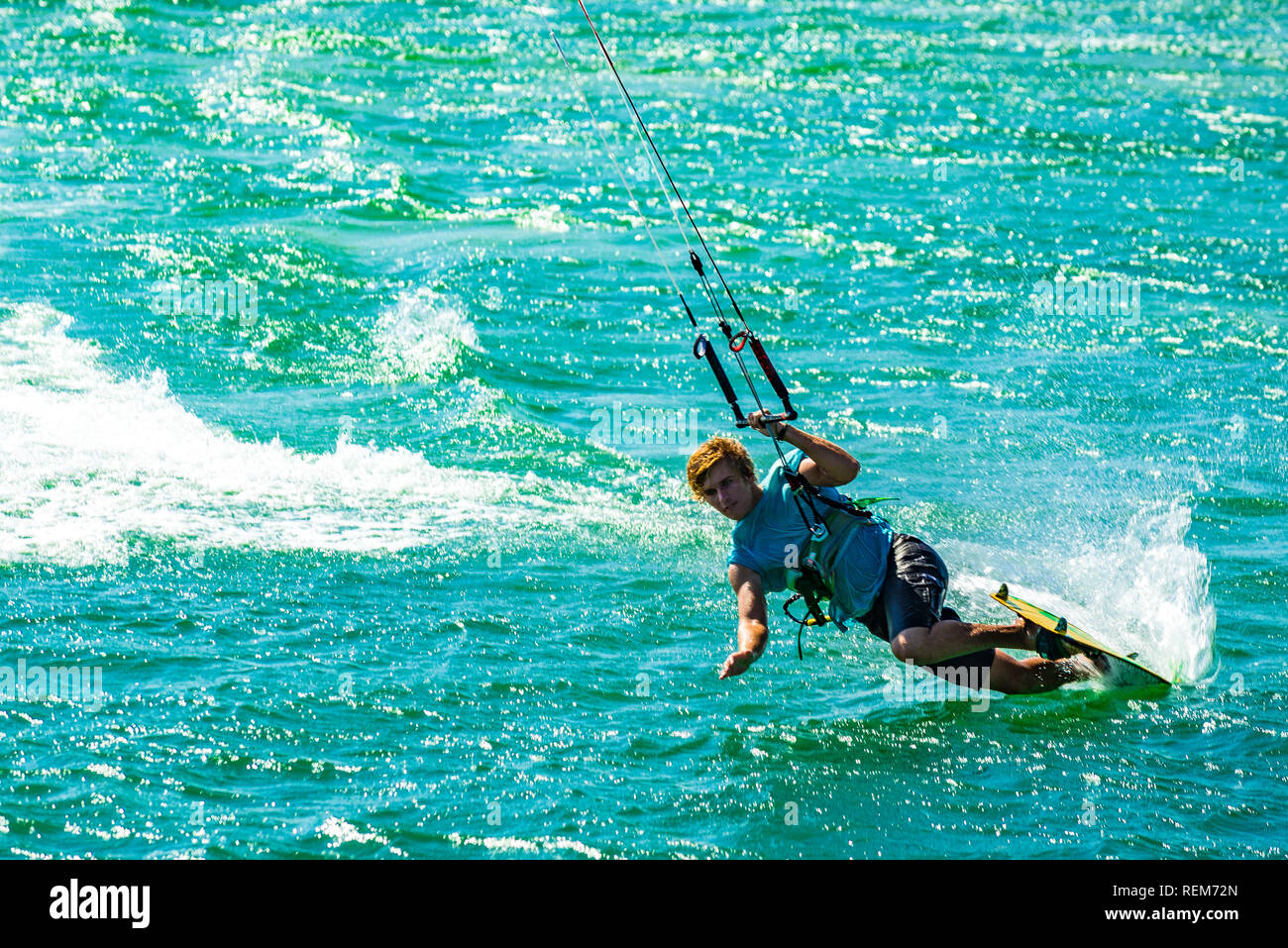 Kitesurfing in Noosa, Sunshine Coast, Queensland, Australia Stock Photo