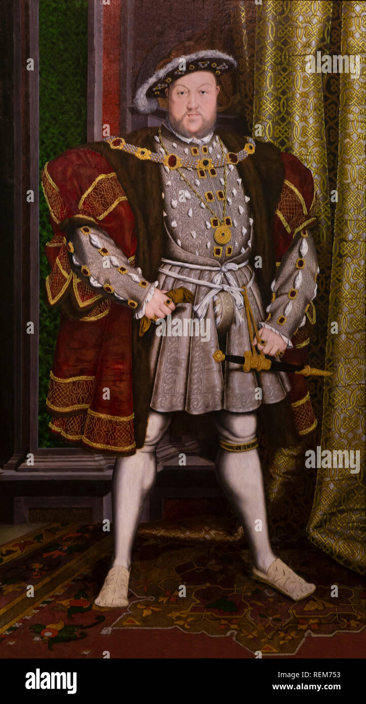 Portrait of King Henry VIII, Hans Holbein the Younger, workshop, circa 1537-1550, Stock Photo