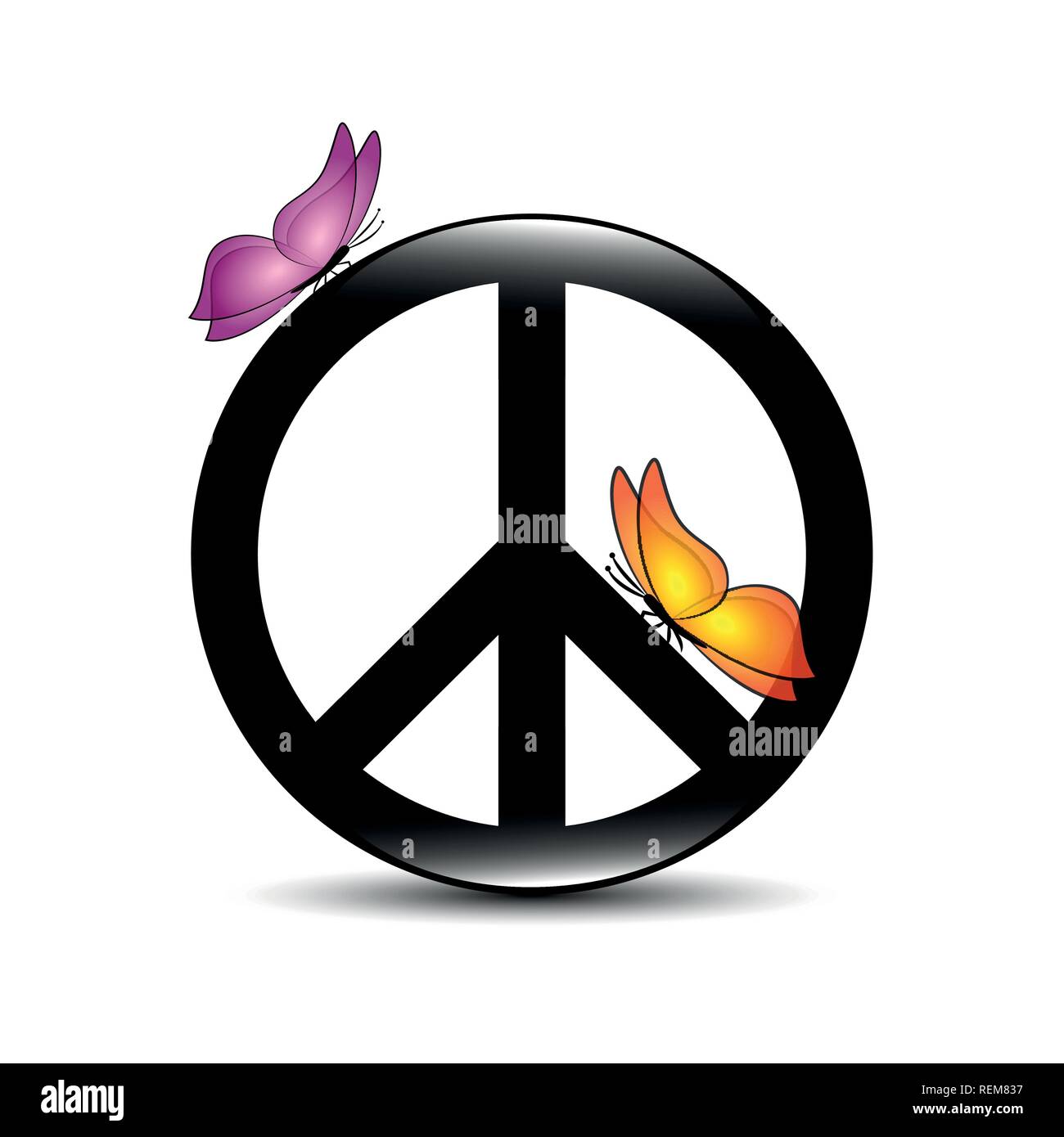 peace symbol with colorful butterflies vector illustration EPS10 Stock Vector