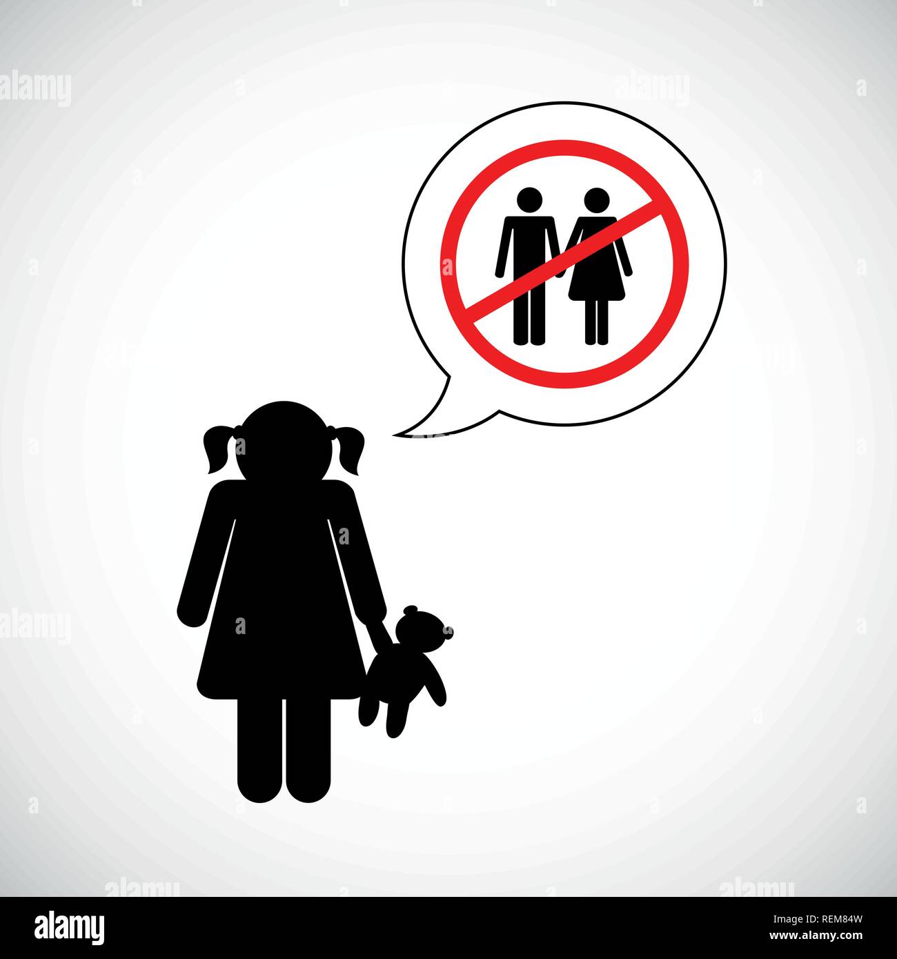 orphan girl is thinking about her parents vector illustration Stock