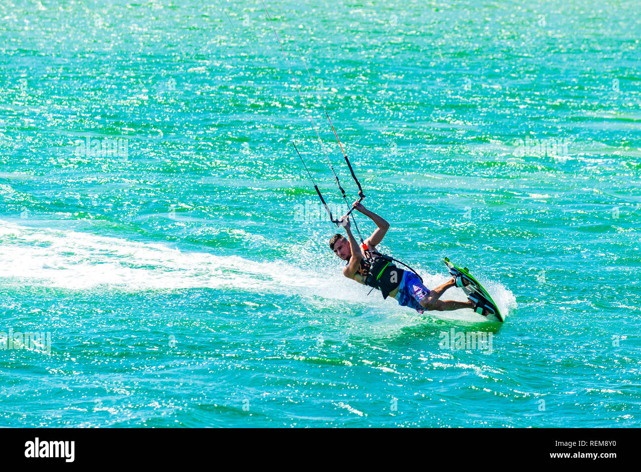 Kitesurfing in Noosa, Sunshine Coast, Queensland, Australia Stock Photo