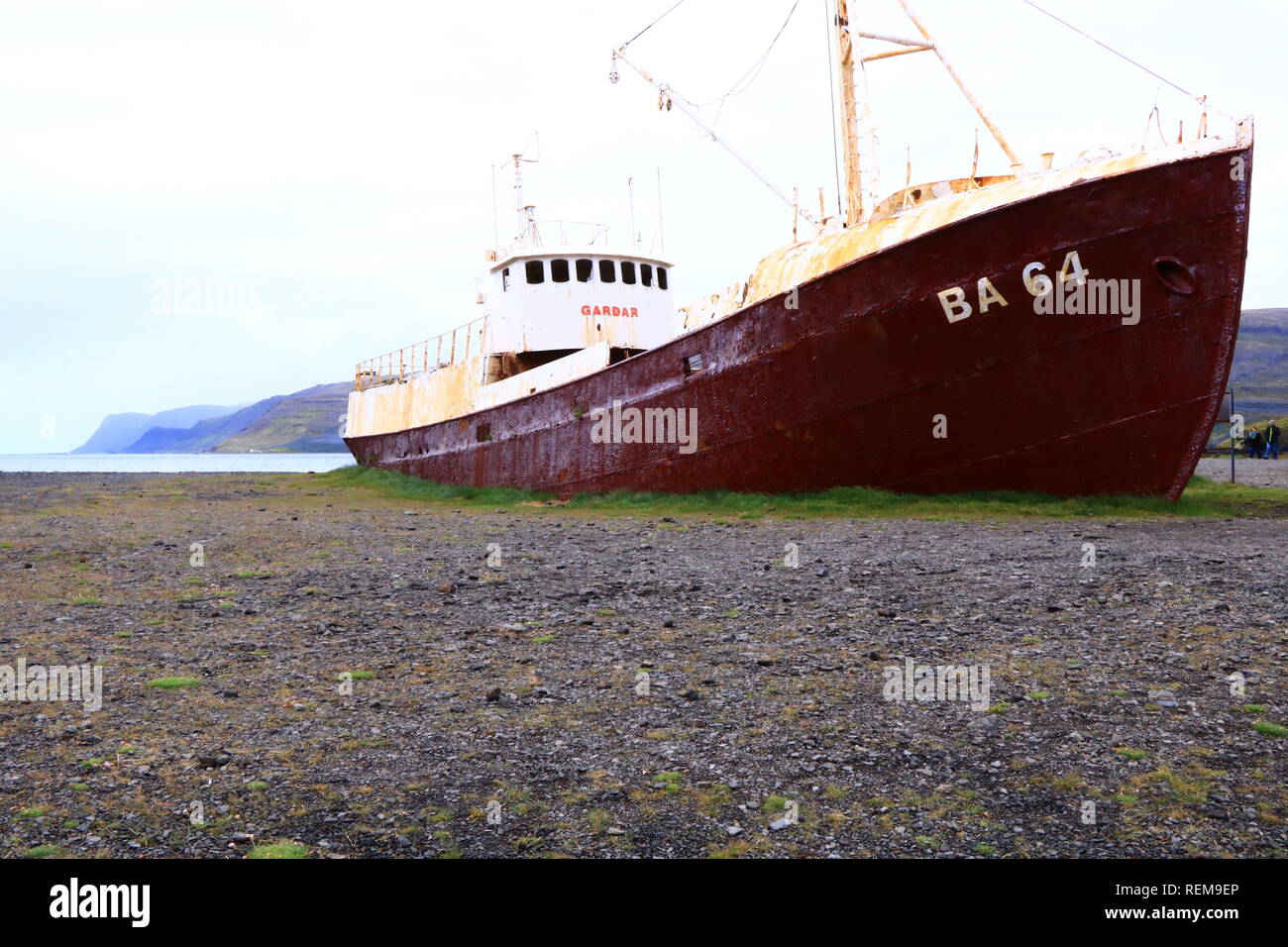 Shipwreck in the Westfjords, Iceland Stock Photo