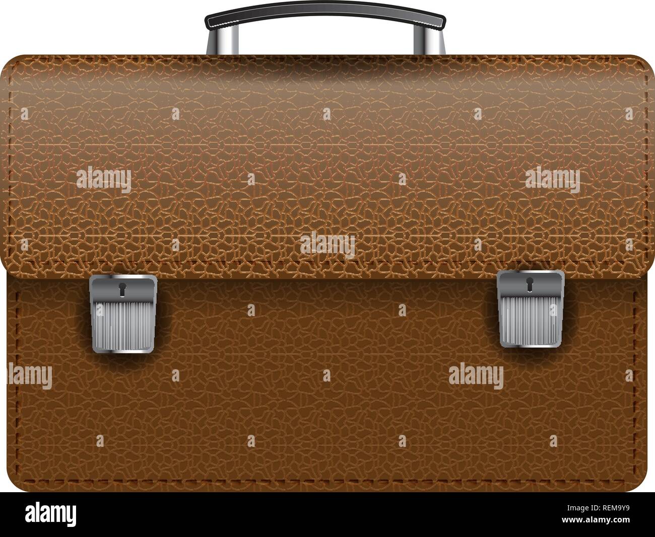 Brown leather briefcase isolated on white photo-realistic vector illustration Stock Vector