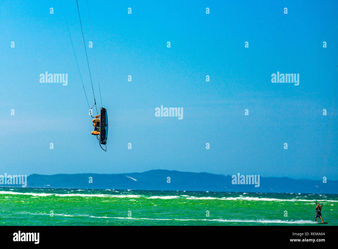 Kitesurfing in Noosa, Sunshine Coast, Queensland, Australia Stock Photo