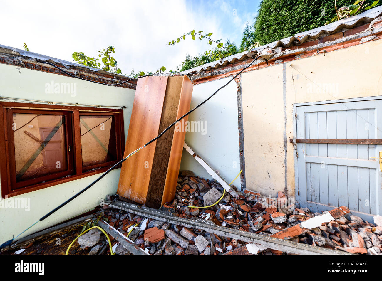 Ruins of old abandoned family house destroyed in natural disaster