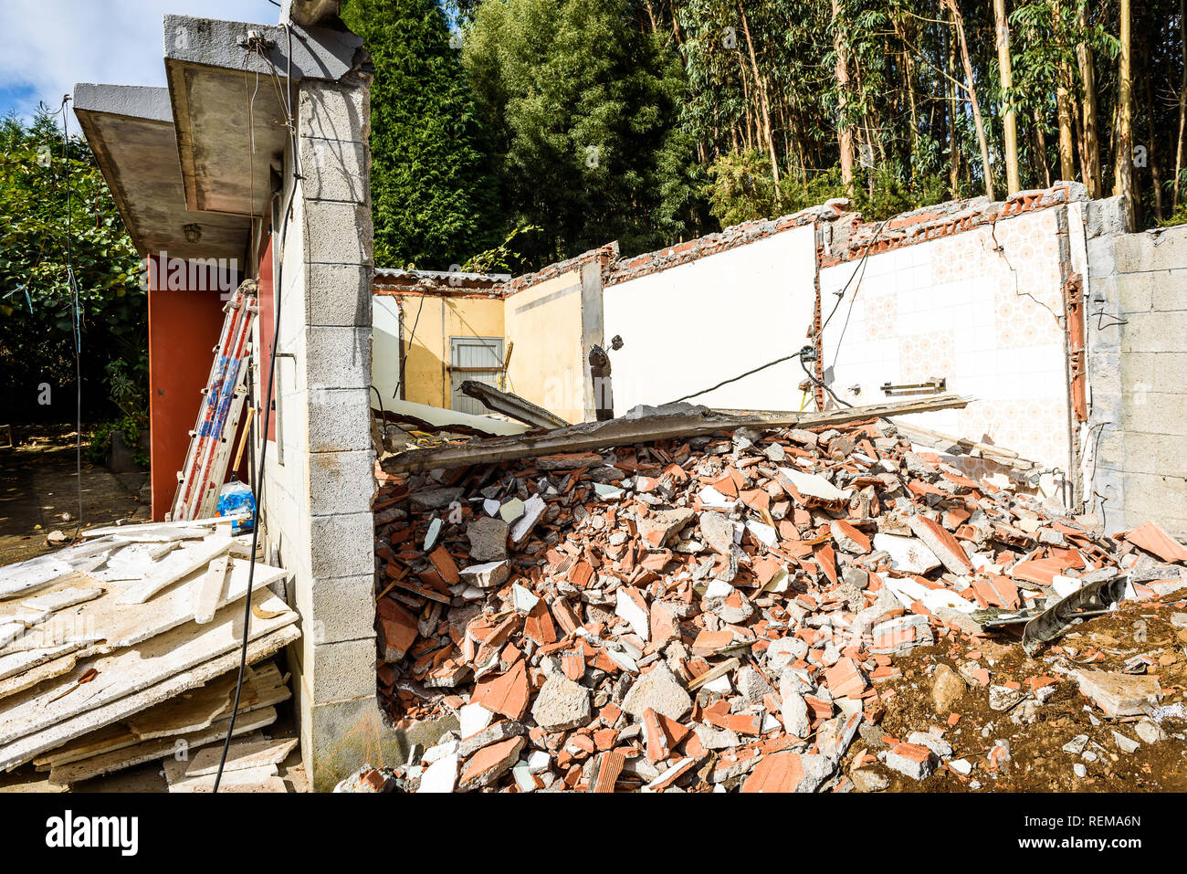 Ruins of old abandoned family house destroyed in natural disaster
