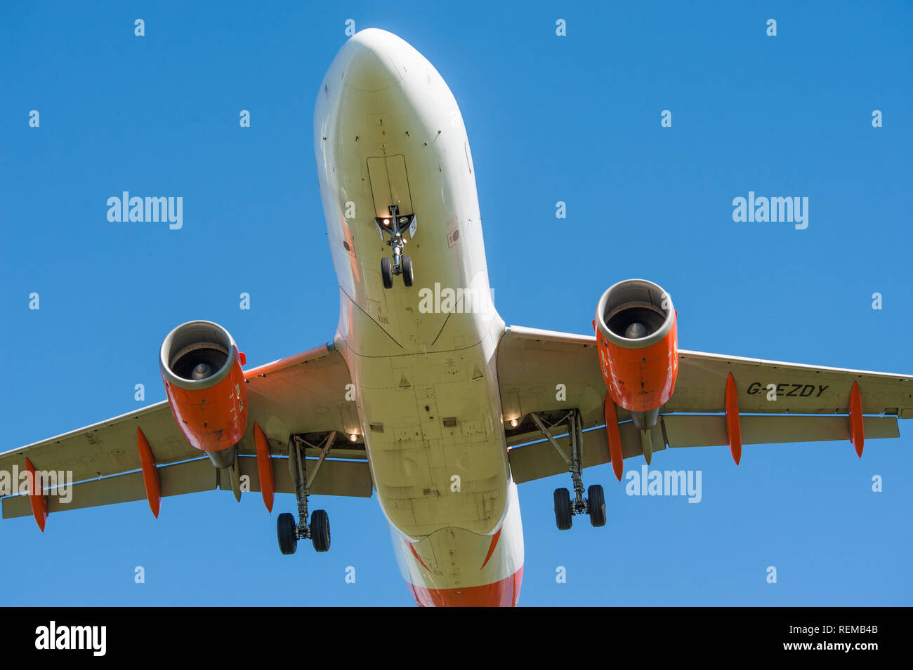 Easyjet landing at bristol airport Stock Photo