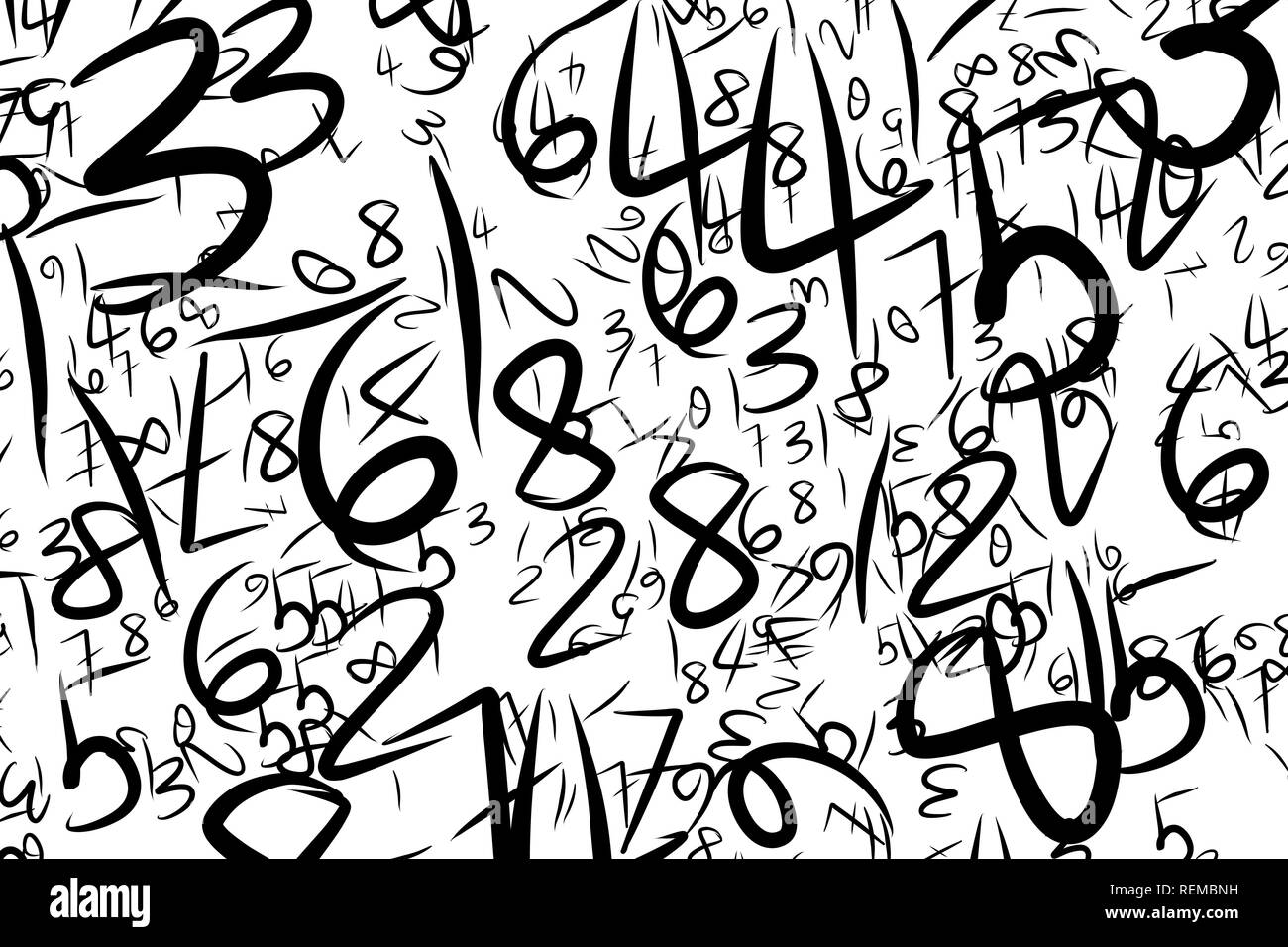 Artistic numbers hand drawn background abstract. Vector artwork Stock