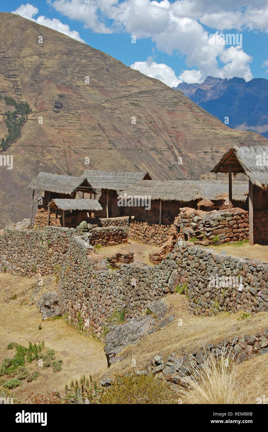 View of ruins in Sacred Valley, Peru Stock Photo
