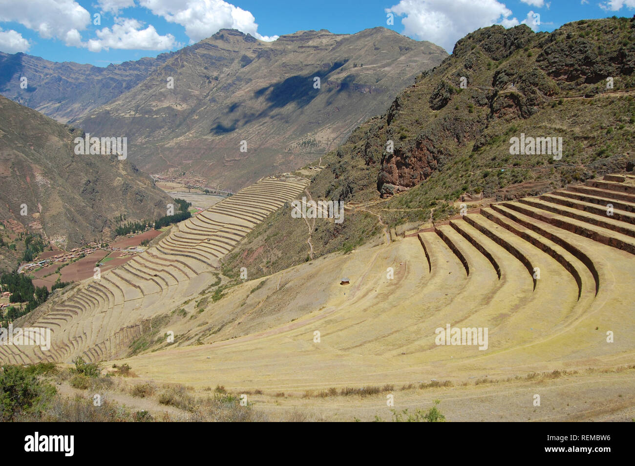 Inca Sacred Valley with terraces Stock Photo