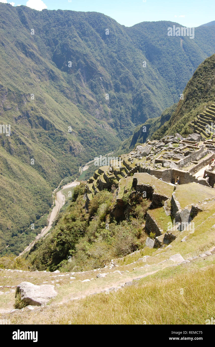 Andean Mountais with ruins in Machu Picchu, Peru Stock Photo