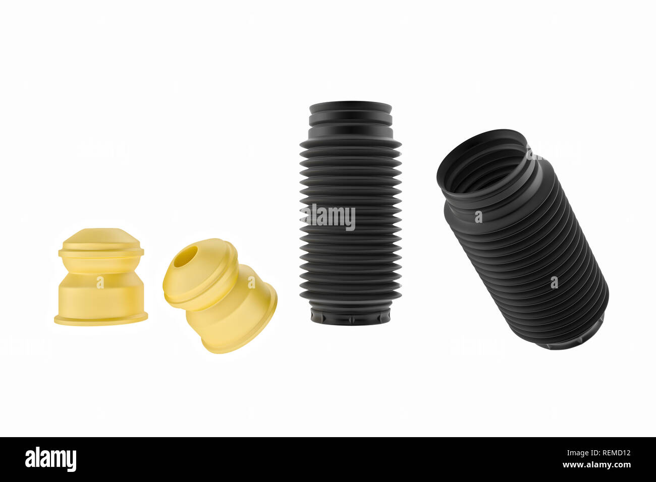 3D rendering. Passenger car dust cap and buffer mounting, new auto