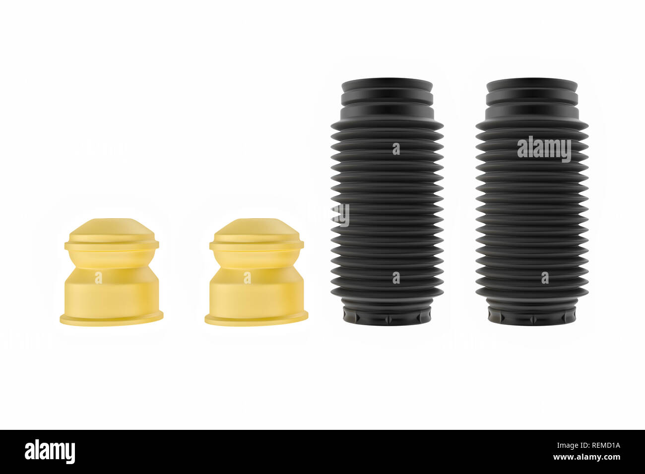 3D rendering. Passenger car dust cap and buffer mounting, new auto