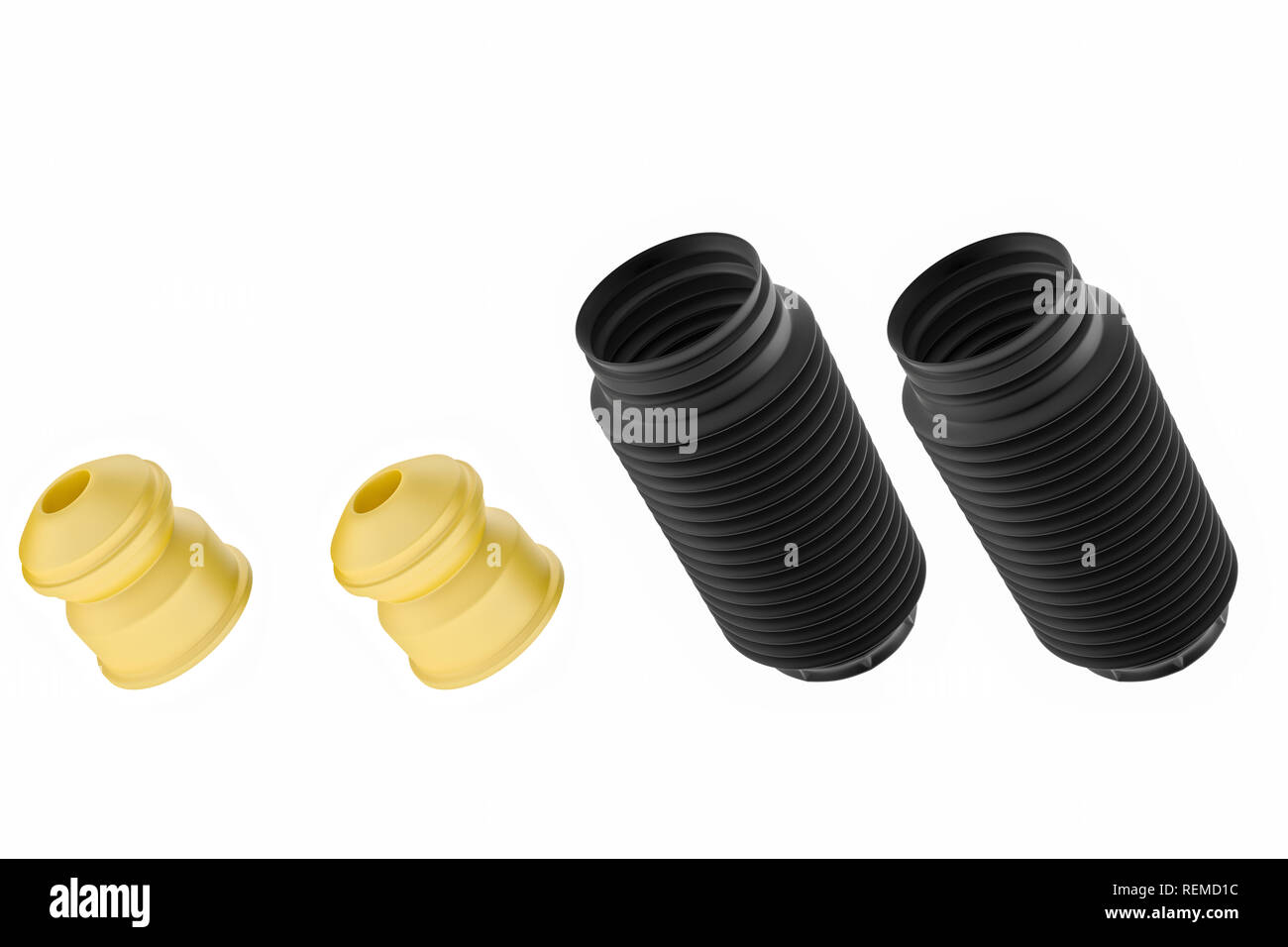 3D rendering. Passenger car dust cap and buffer mounting, new auto