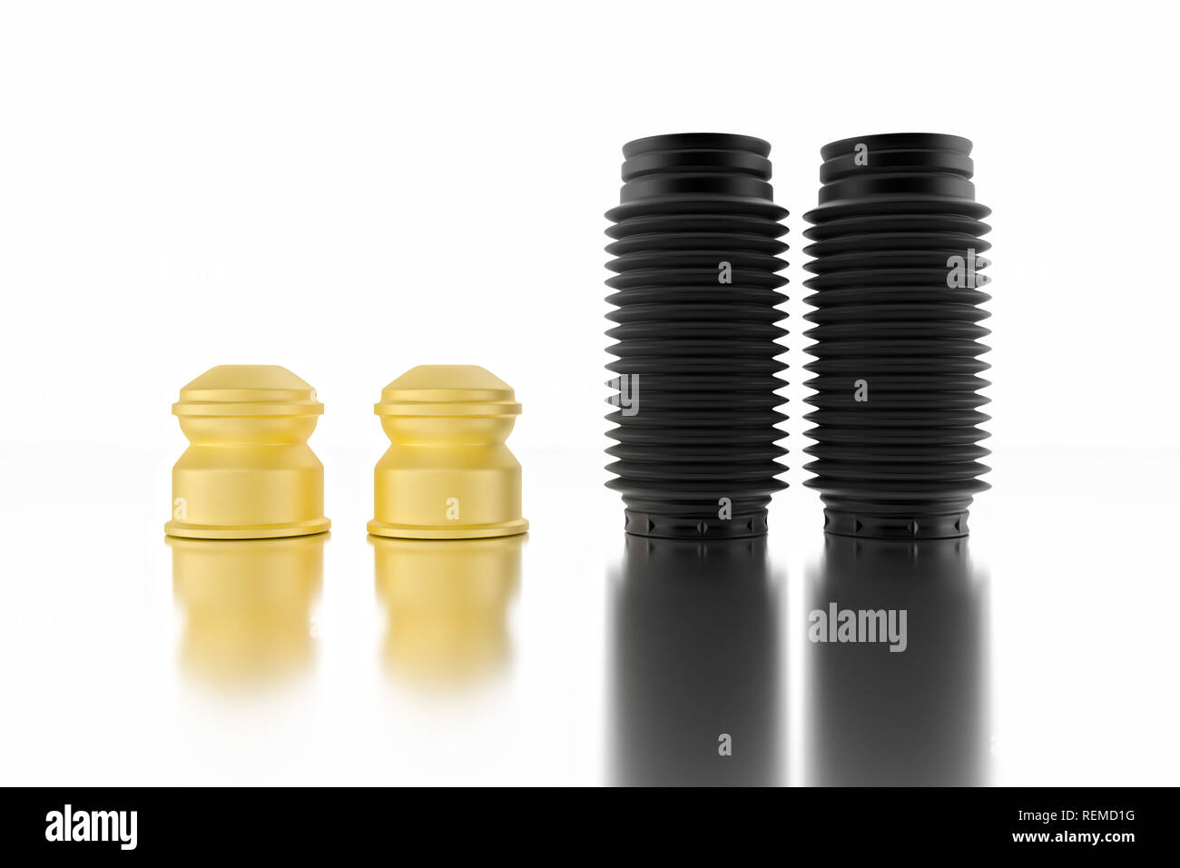 3D rendering. Passenger car dust cap and buffer mounting, new auto