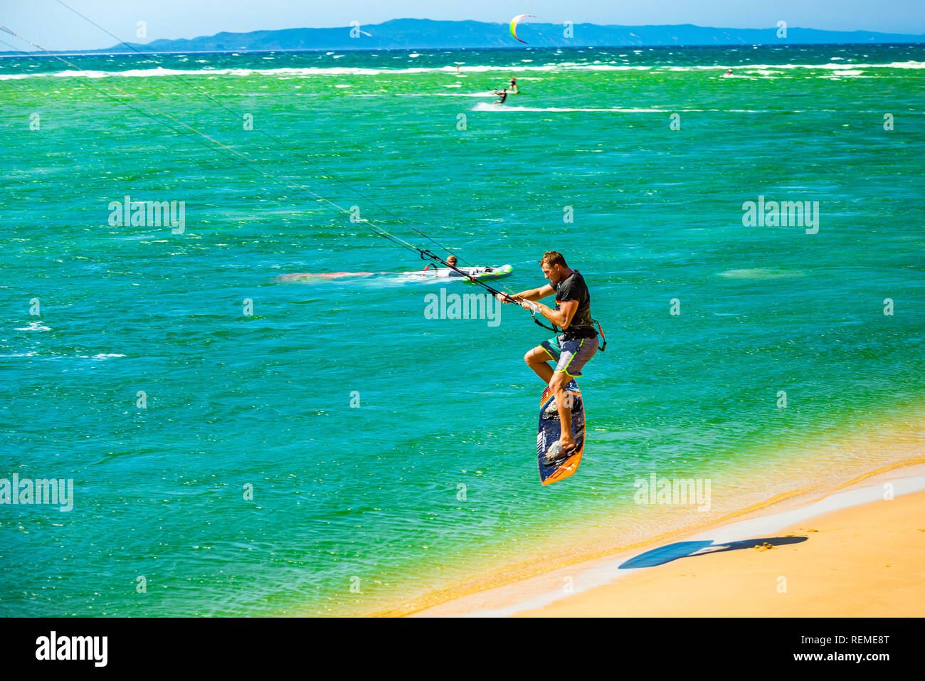 Kitesurfing in Noosa, Sunshine Coast, Queensland, Australia Stock Photo