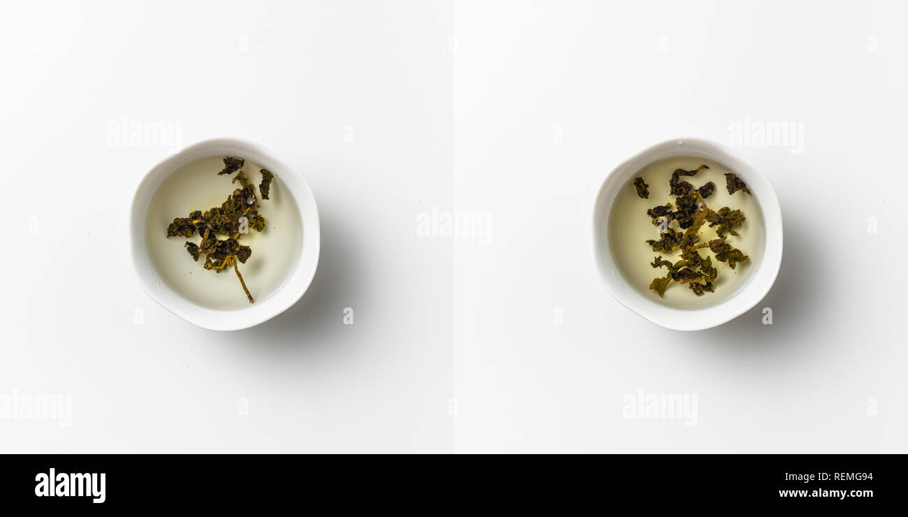 Asia culture and design concept - fresh taiwan oolong tea brewing process - 2 of 4 Stock Photo