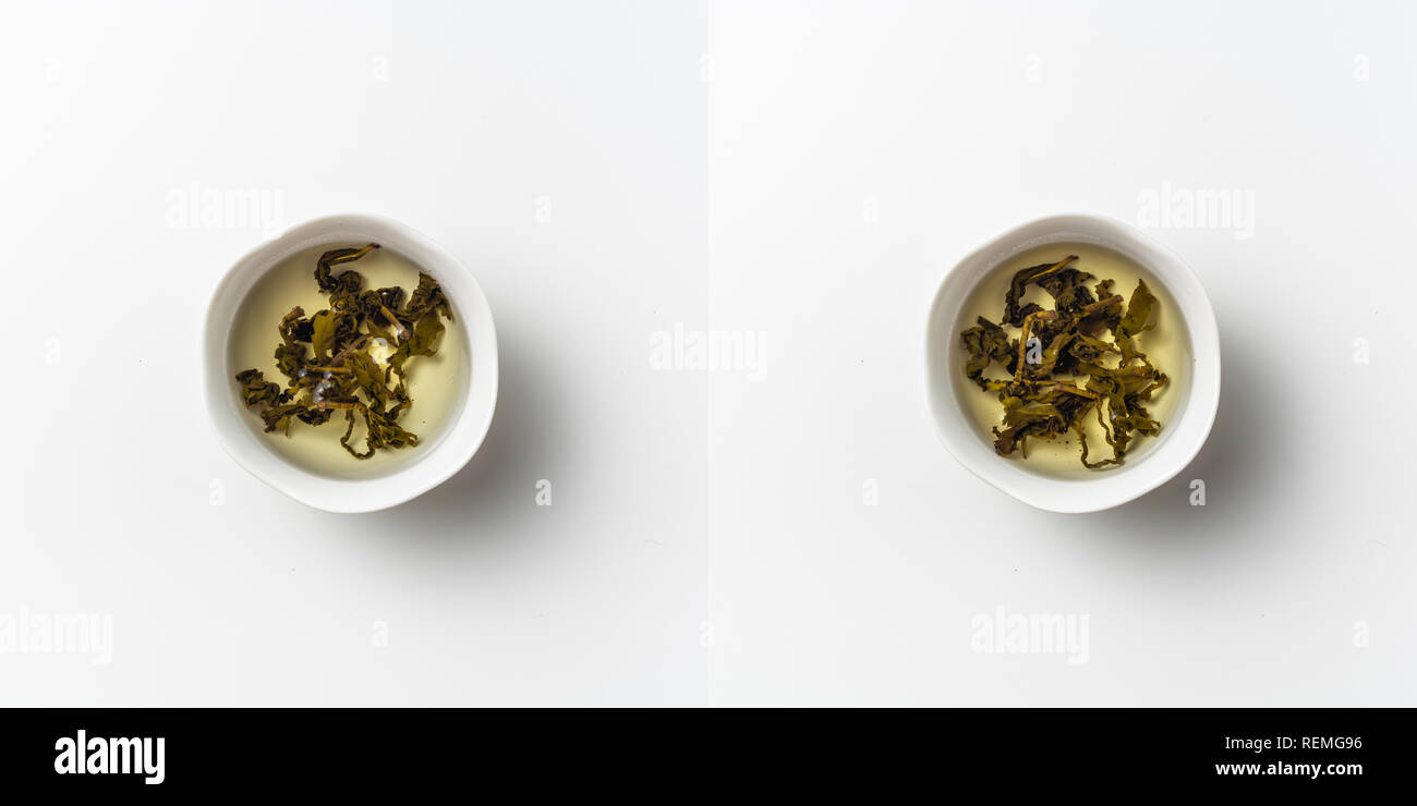 Asia culture and design concept - fresh taiwan oolong tea brewing process - 3 of 4 Stock Photo