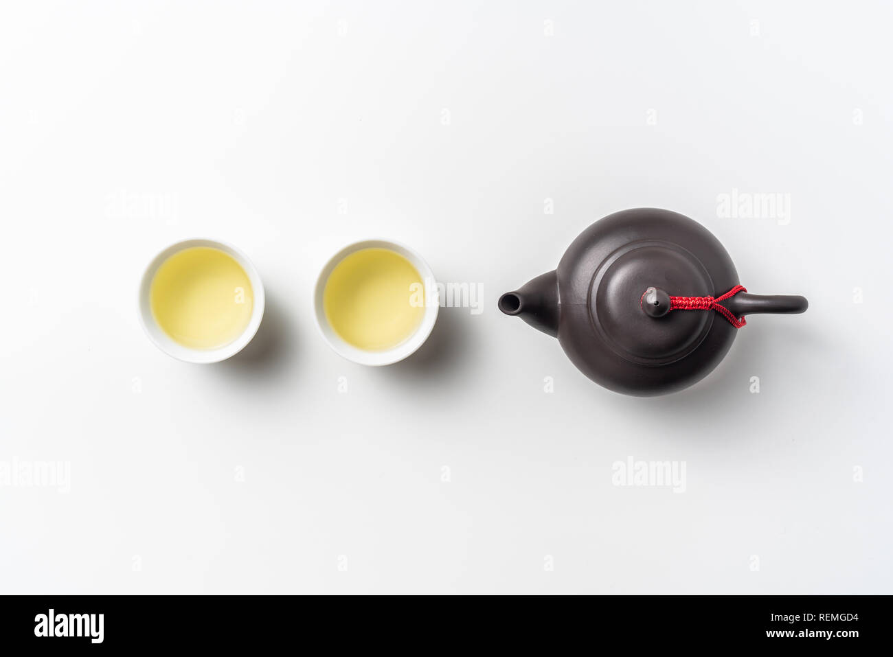 Asia culture and design concept - fresh taiwan oolong tea and teapot Stock Photo