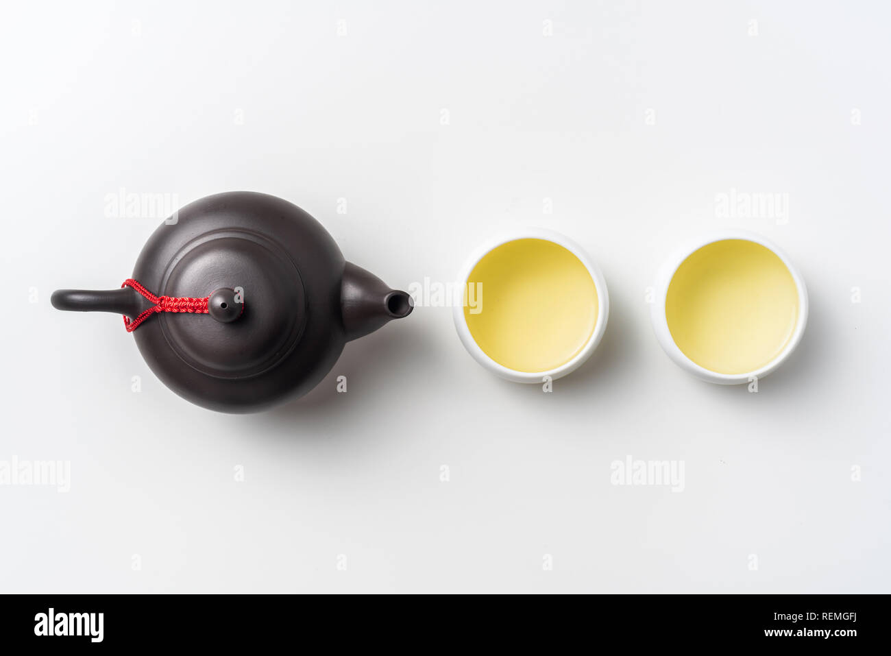 Asia culture and design concept - fresh taiwan oolong tea and teapot Stock Photo