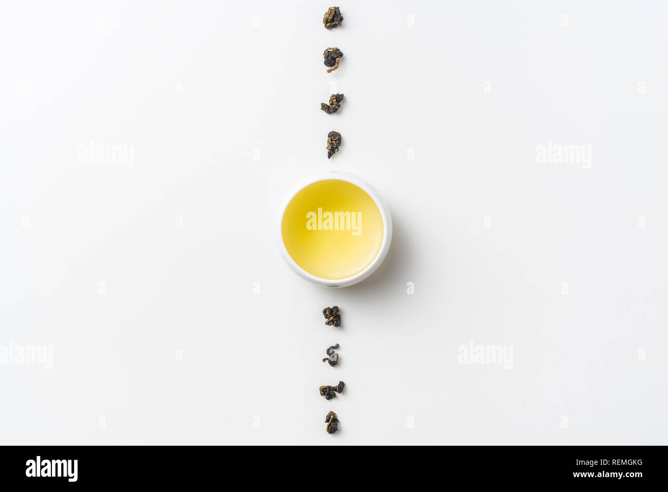 Asia culture and design concept - fresh taiwan oolong tea and cup Stock Photo