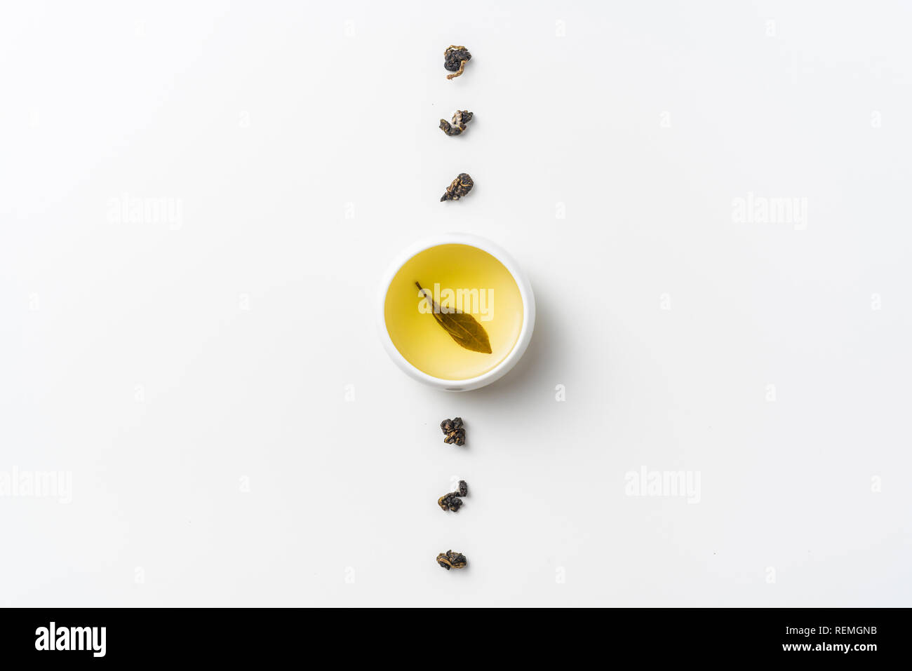 Asia culture and design concept - fresh taiwan oolong tea and cup Stock Photo