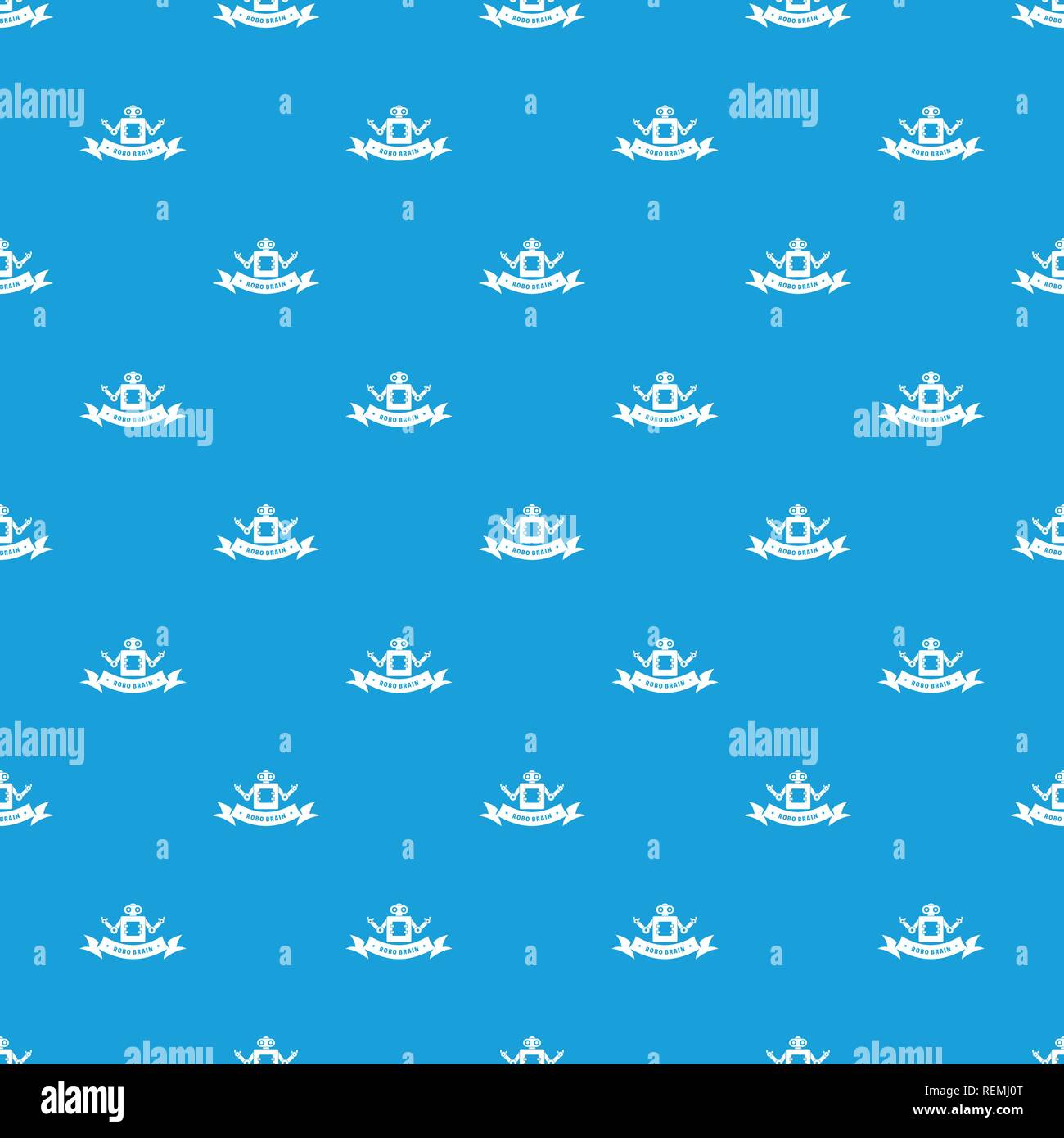 Robot brain pattern vector seamless blue Stock Vector