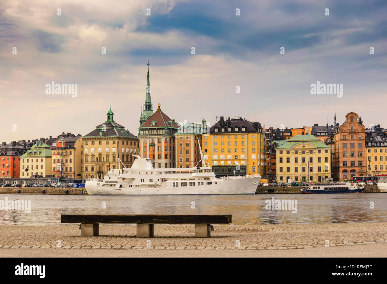 Stockholm Sweden, city skyline at Gamla Stan and Slussen Stock Photo