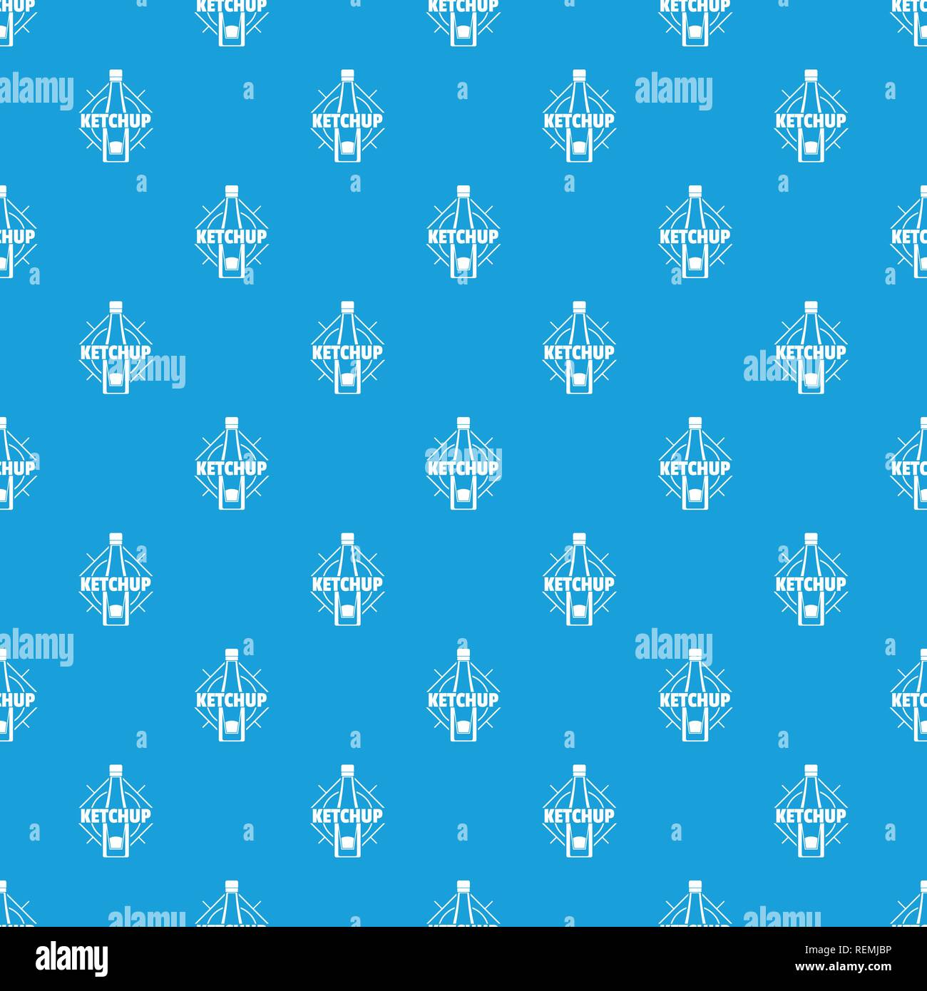 Ketchup pattern vector seamless blue Stock Vector
