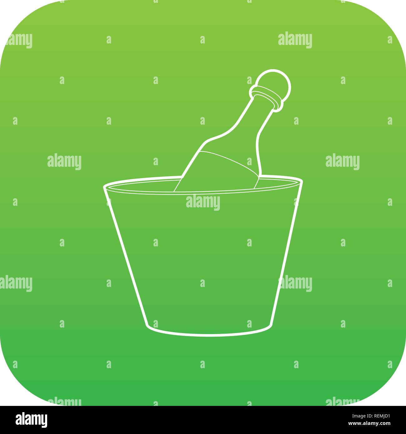 Champagne in bucket icon green vector Stock Vector