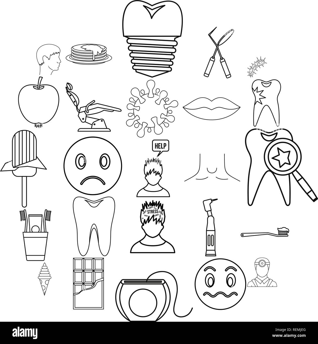 Dental care icons set, outline style Stock Vector Image & Art - Alamy