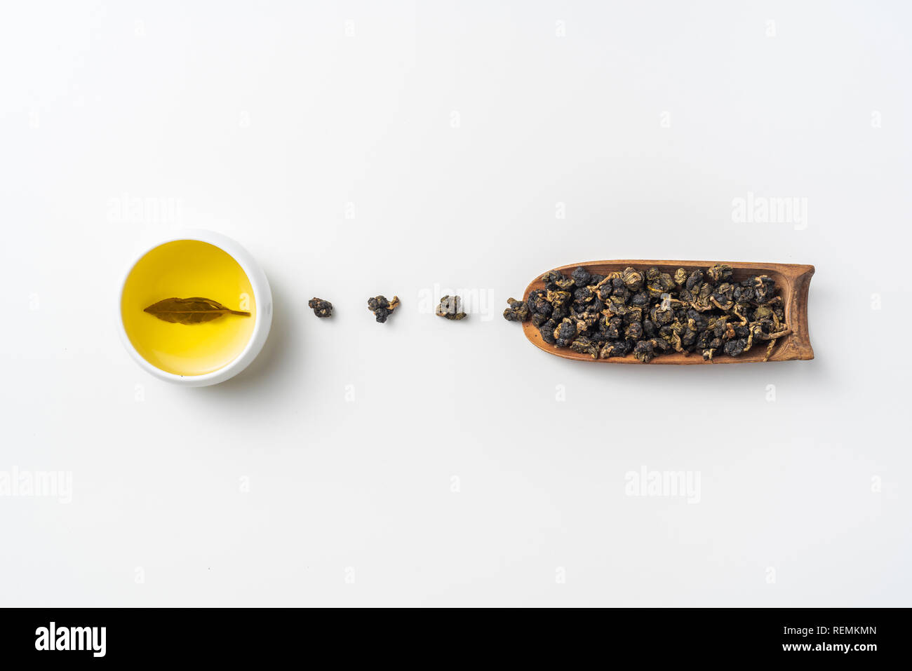 Asia culture and design concept - fresh taiwan oolong tea and cup Stock Photo