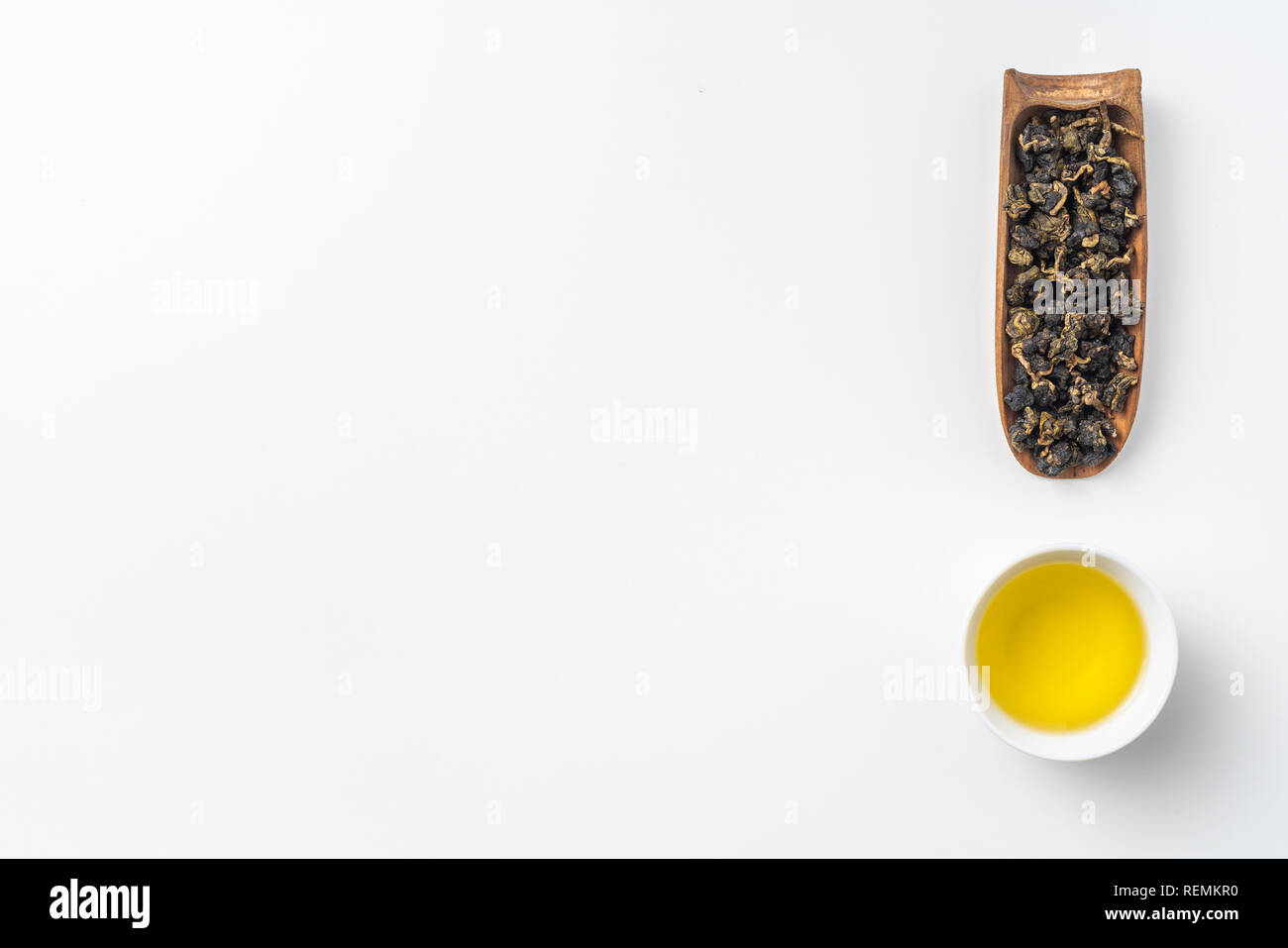 Asia culture and design concept - fresh taiwan oolong tea and cup Stock Photo