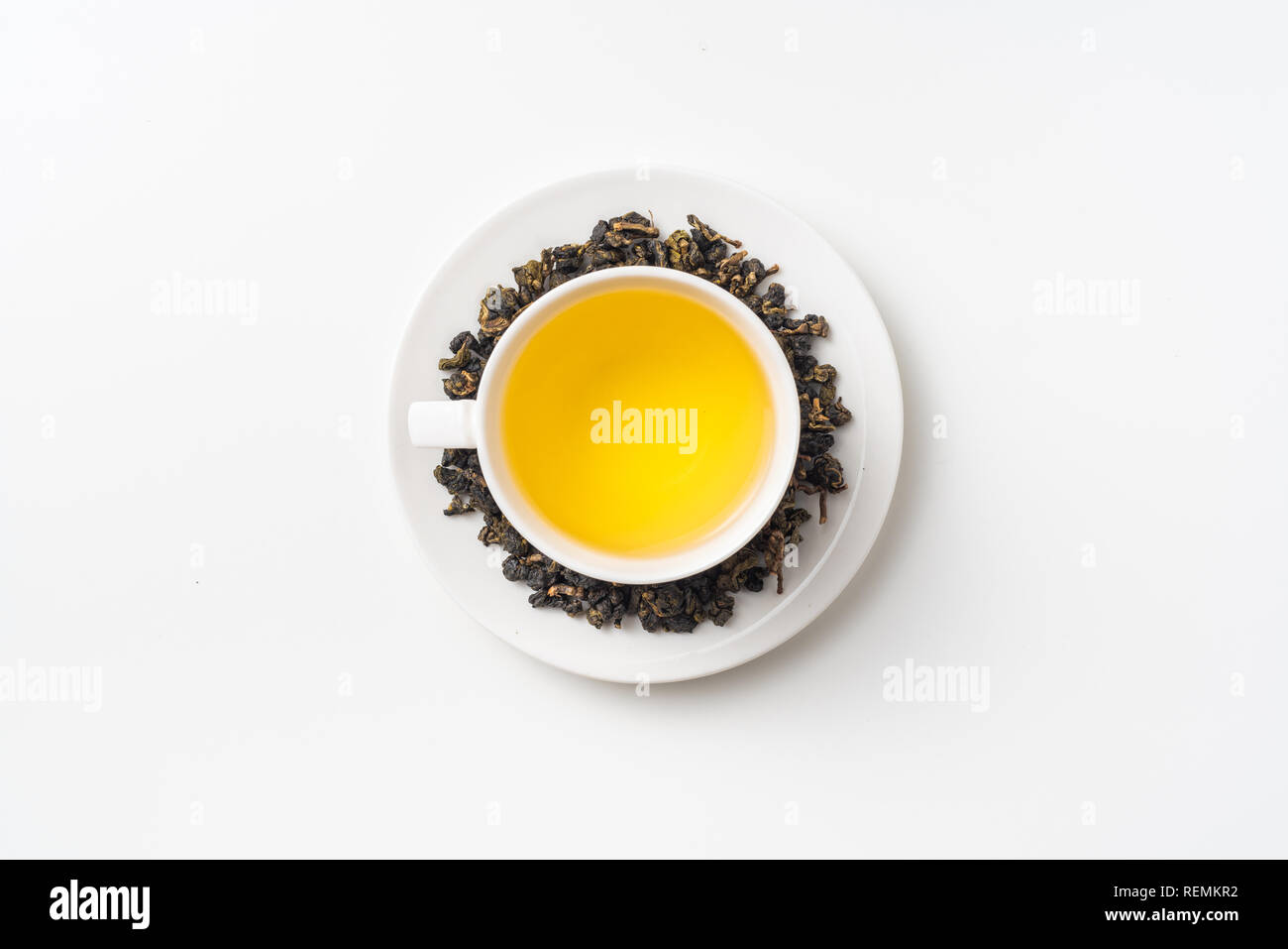 Asia culture and design concept - fresh taiwan oolong tea and cup Stock Photo