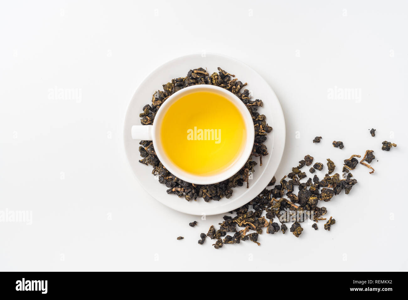 Asia culture and design concept - fresh taiwan oolong tea and cup Stock Photo