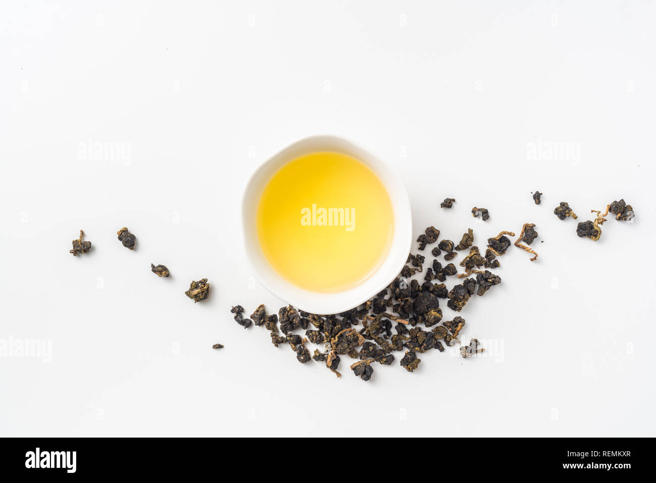 Asia culture and design concept - fresh taiwan oolong tea and cup Stock Photo