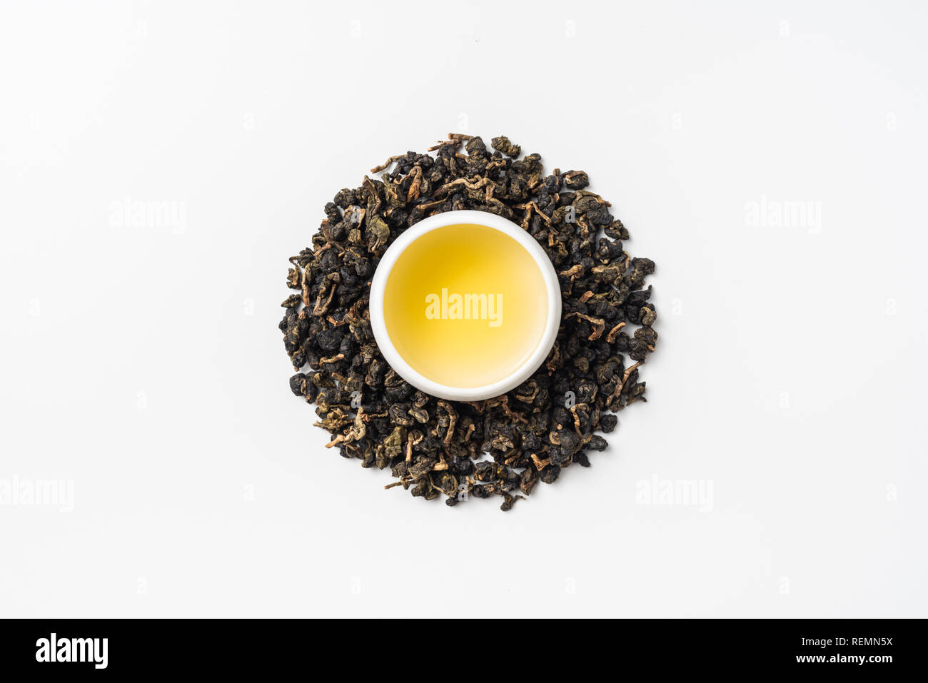 Asia culture and design concept - fresh taiwan oolong tea and cup Stock Photo