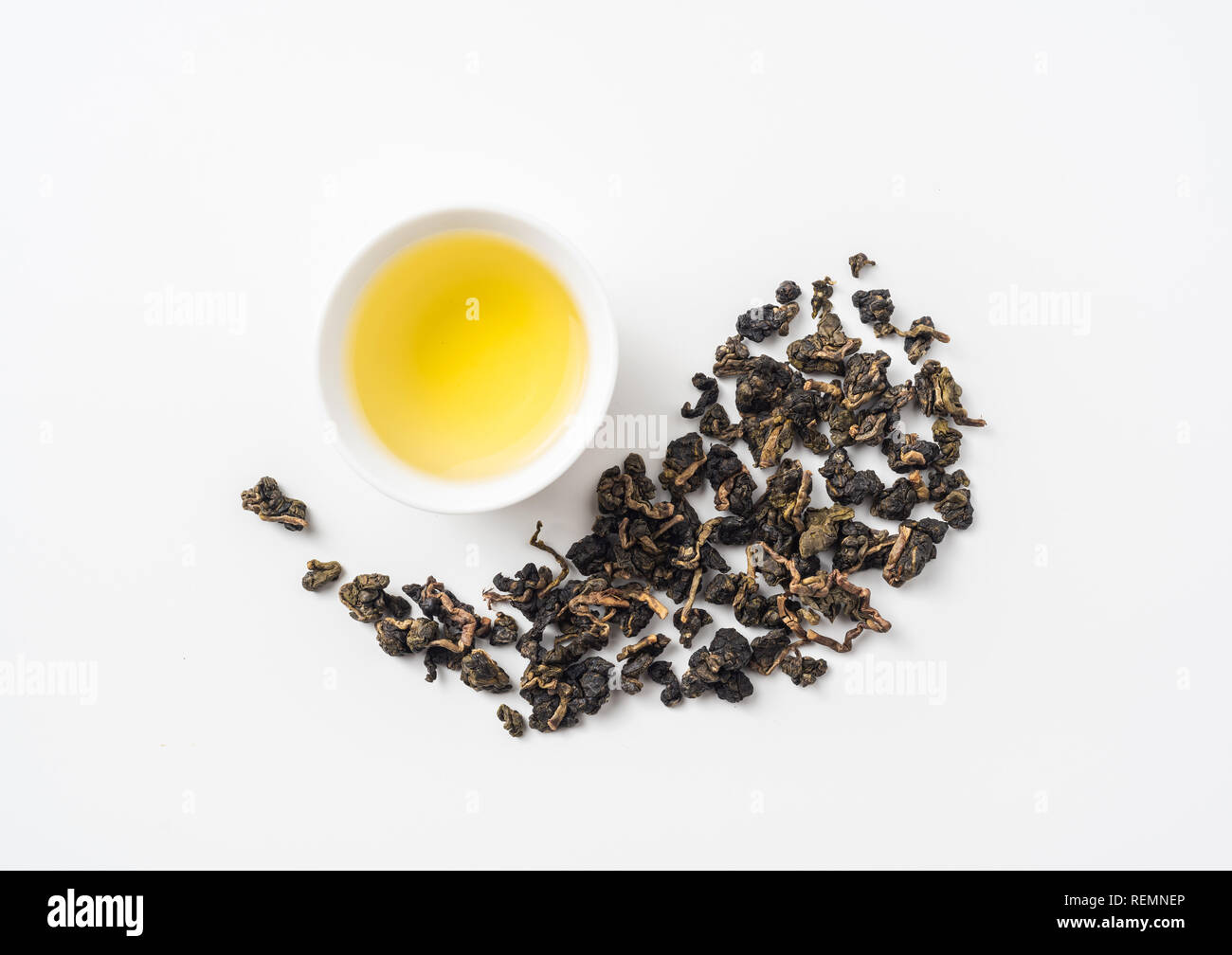Asia culture and design concept - fresh taiwan oolong tea and cup Stock Photo