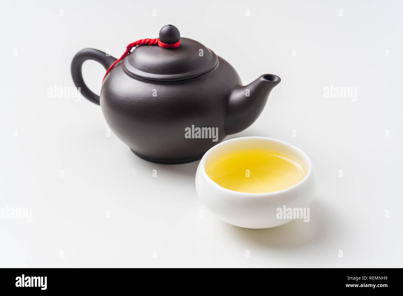 Asia culture and design concept - fresh taiwan oolong tea and teapot Stock Photo