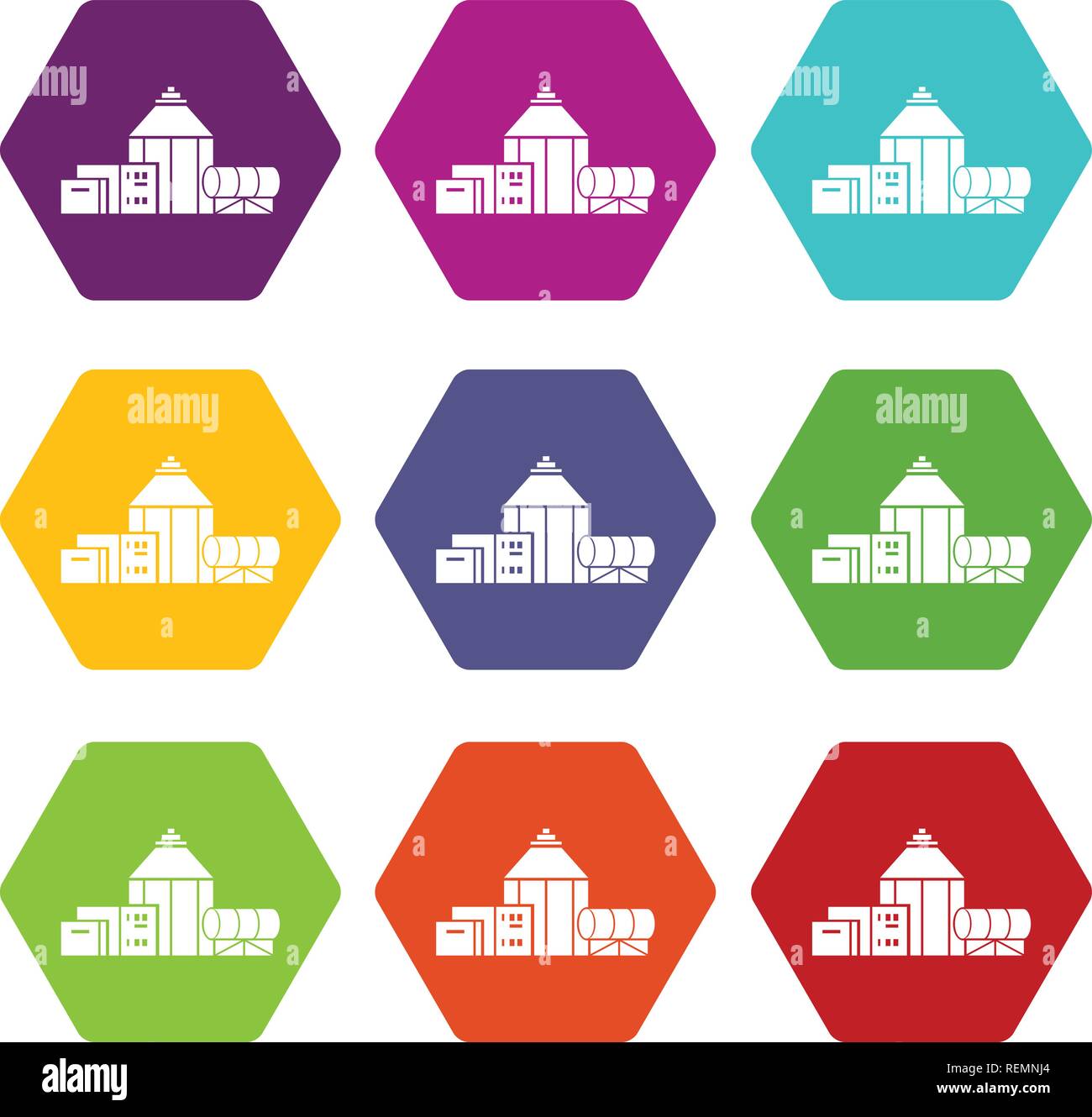 Chemical hangar icons set 9 vector Stock Vector