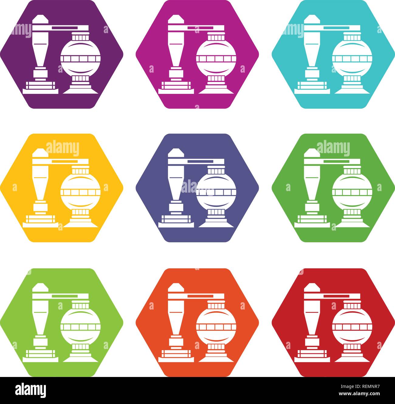 Chemical installation icons set 9 vector Stock Vector